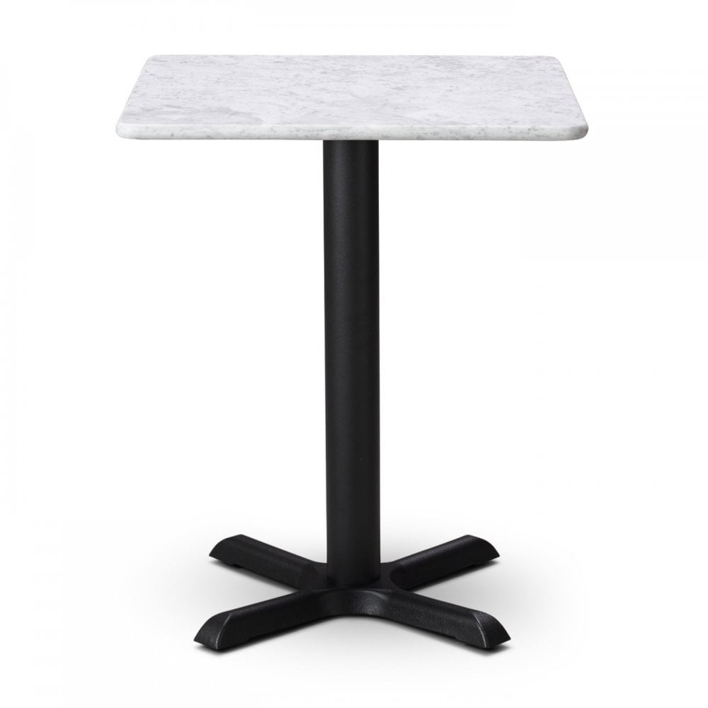 Lugano Metal Pedestal Table with White Marble Table Top 600x600mm