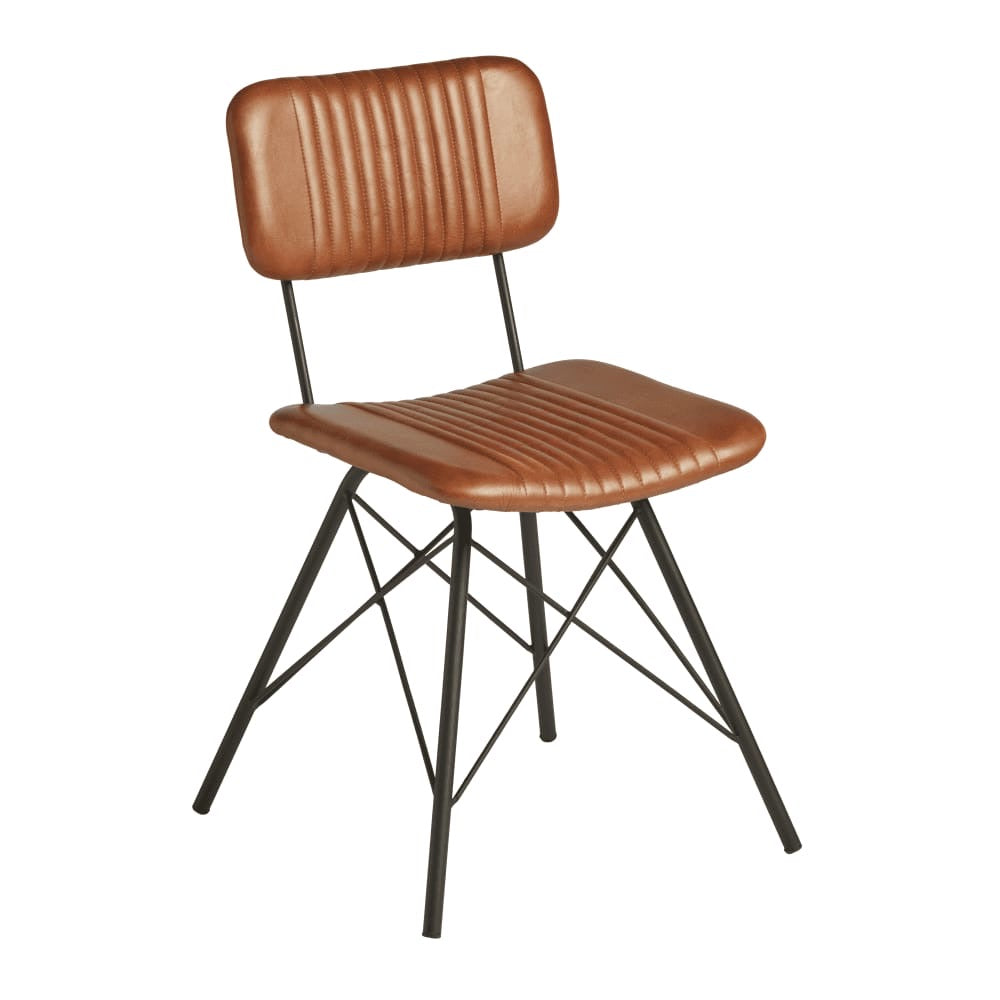 Duke Industrial Leather Side Chair