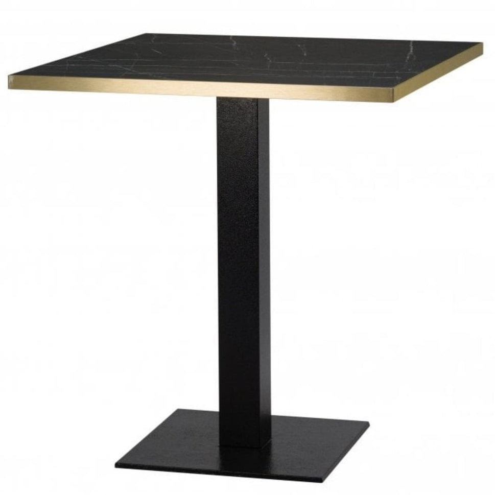 Amalfi Metal Base Pedestal Square Table with Wood Top 700x700mm