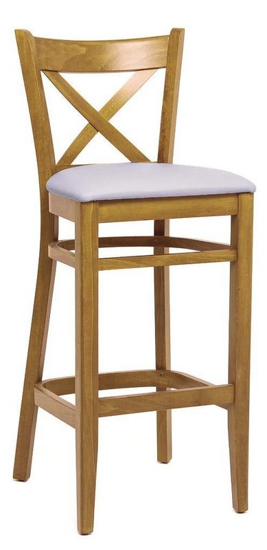 Cross Wooden Upholstered Bar Stool