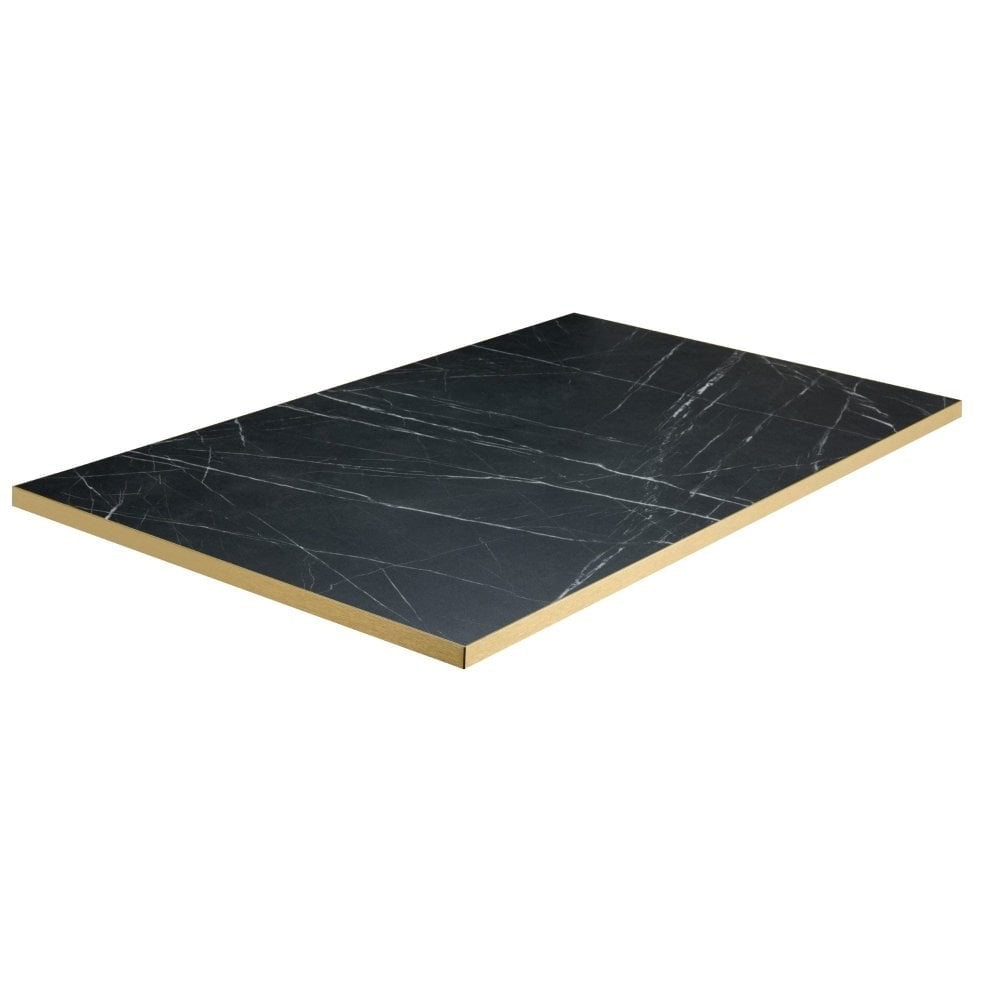 Black Marble - Gold Edge Restaurant Laminate Table Top - 25mm
