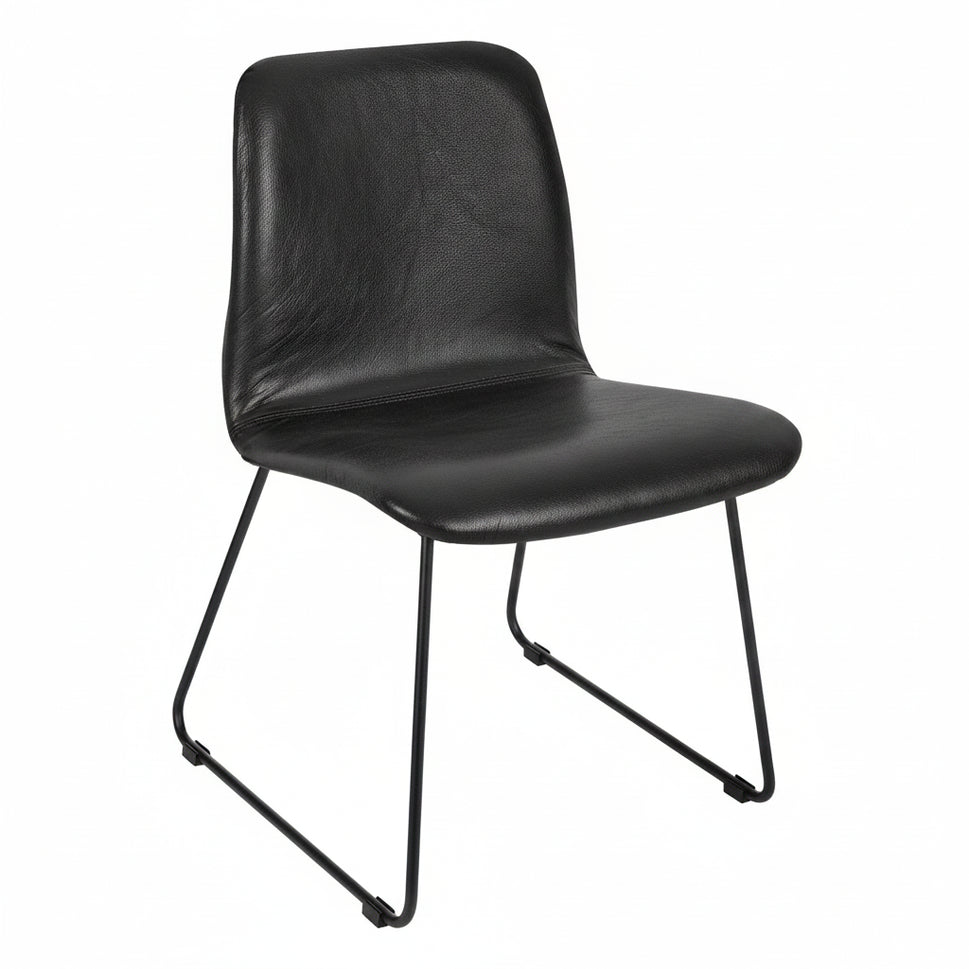 Copenhagen Upholstered Metal Side Chair - Black Skid Frame