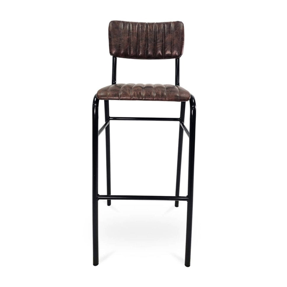 Derby Industrial Bar Stool - Faux Leather