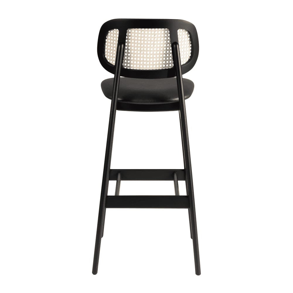 Relish Black Rattan Upholstered Bar Stool
