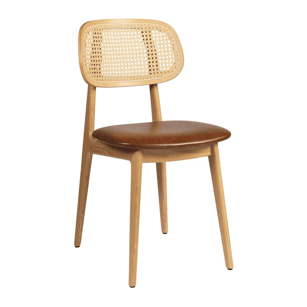 Relish Oak Rattan Upholstered Side Chair