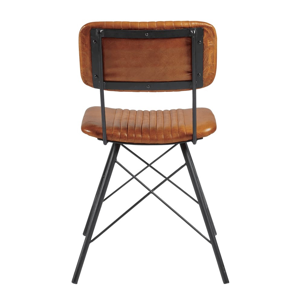 Duke Industrial Leather Side Chair