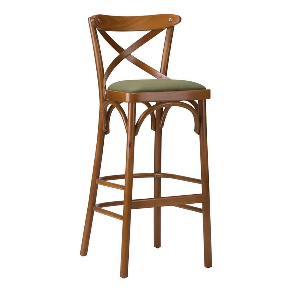 Classic Bentwood Upholstered Bar Stool