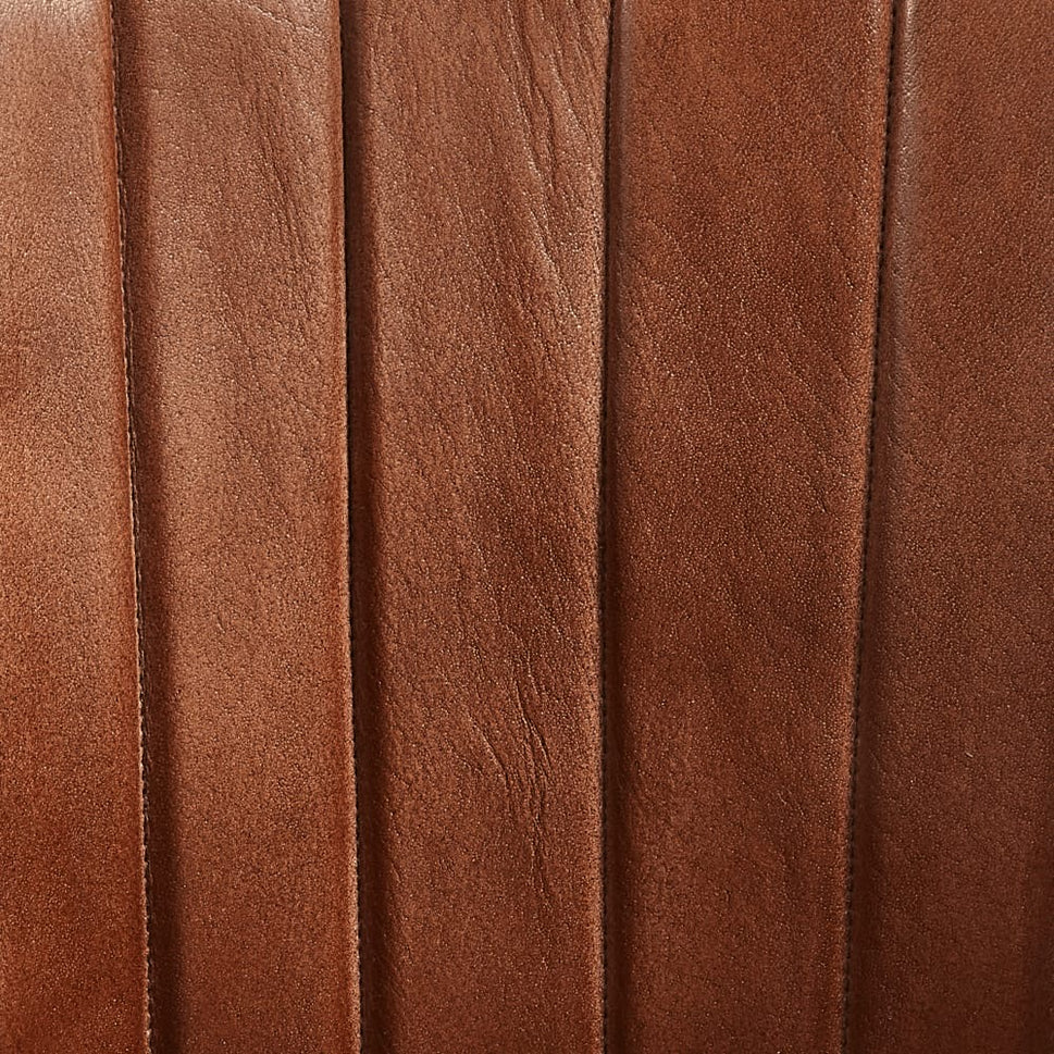Nolan Upholstered Genuine Brown Leather Metal Bar Stool