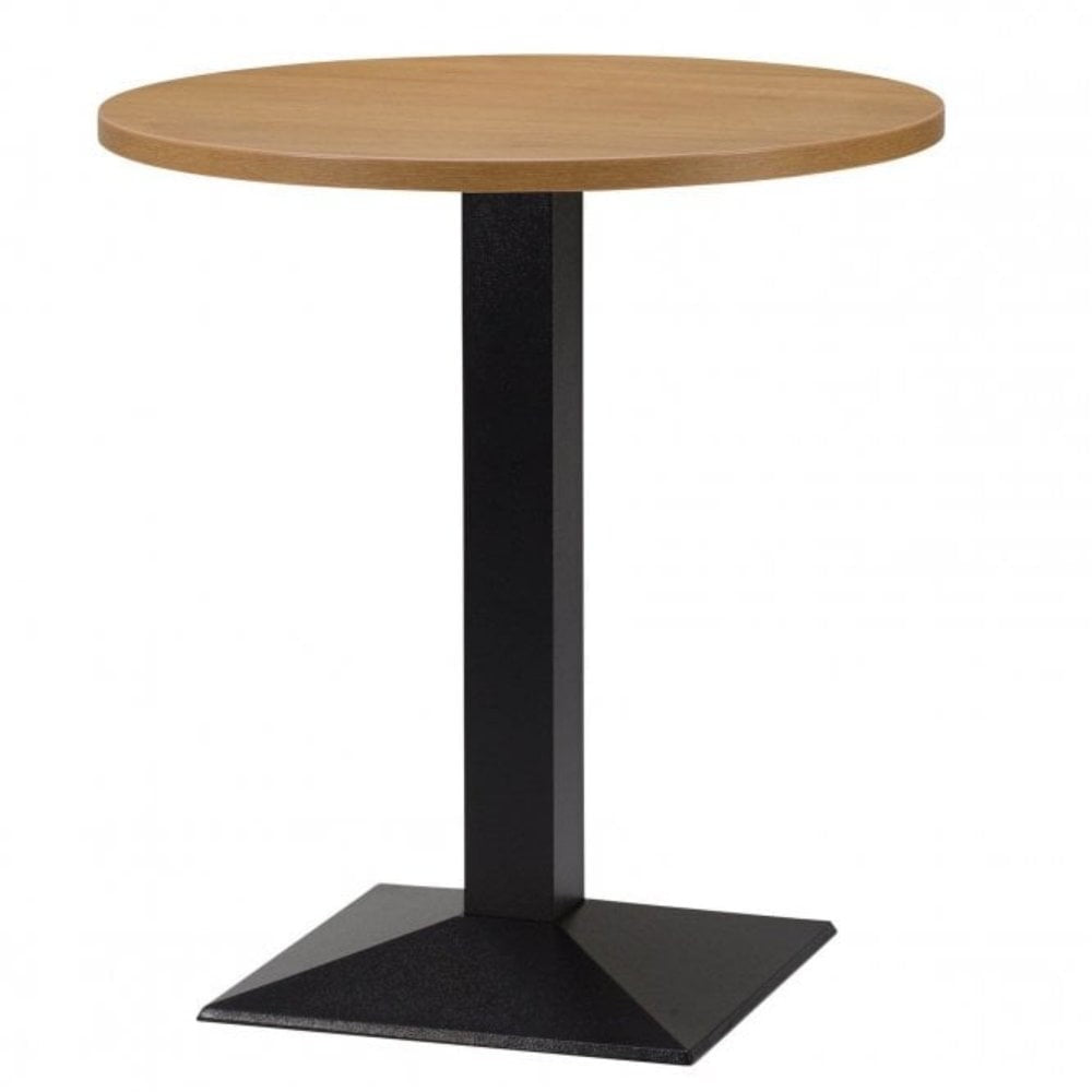Amalfi Metal Base Pedestal Round Table with Wood Top 700mm