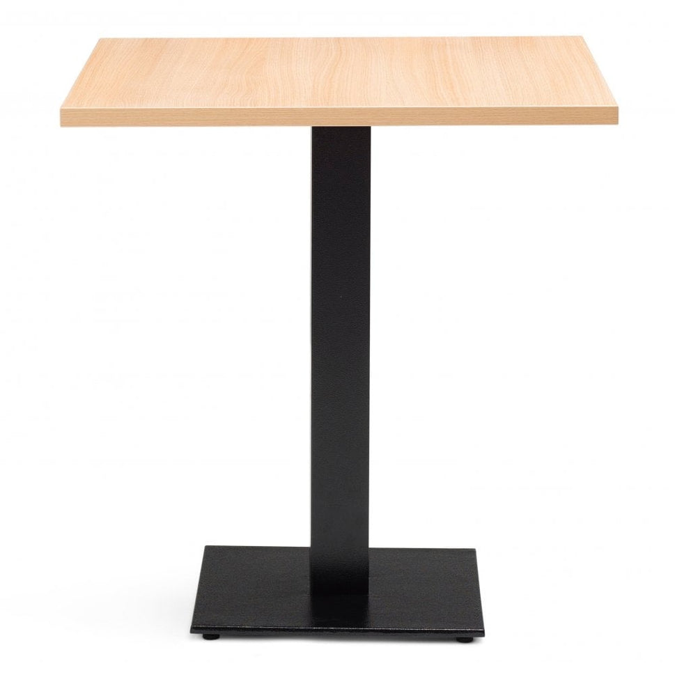 Bertone Metal Base Pedestal Square Table with Wood Top 600x600mm