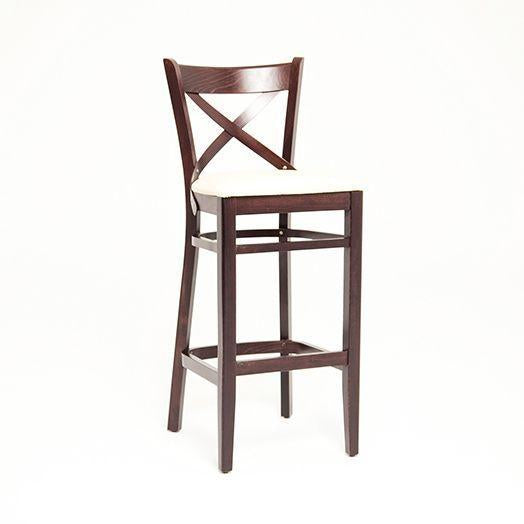 Cross Wooden Upholstered Bar Stool
