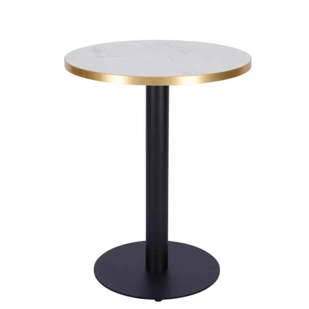 White Crystal Marble Gold Edge Laminate Restaurant Table Top - 25mm