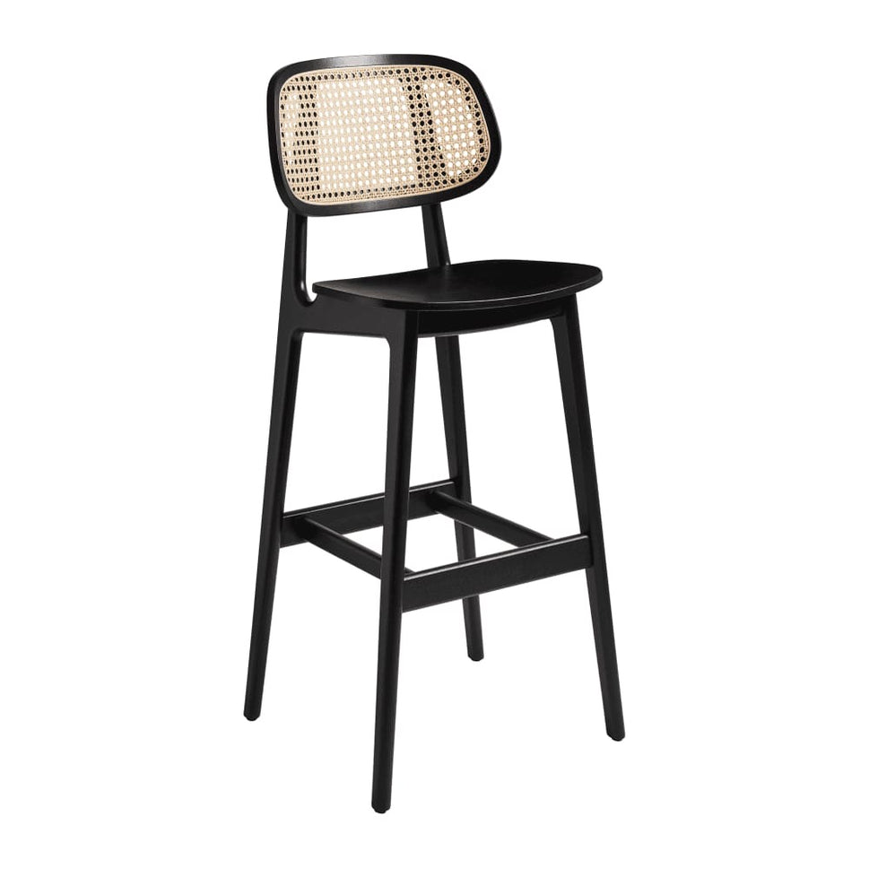 Relish Black Rattan Upholstered Bar Stool
