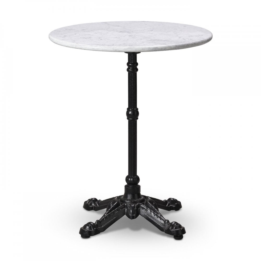 Marseille Bistro Metal Base Pedestal Round Table with White Marble Top 600mm