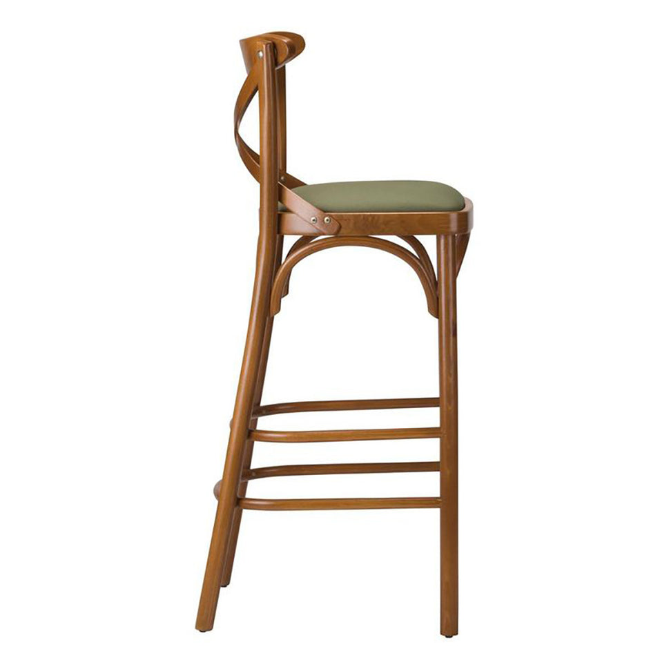 Classic Bentwood Upholstered Bar Stool
