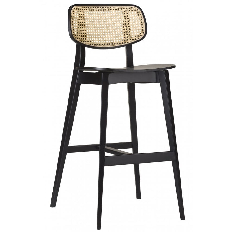 Gordona Black Rattan Effect Bar Stool