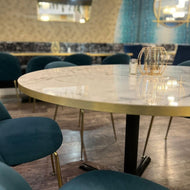 White Gold Calcatta Marble Gloss Laminate Restaurant Table Top - 25mm