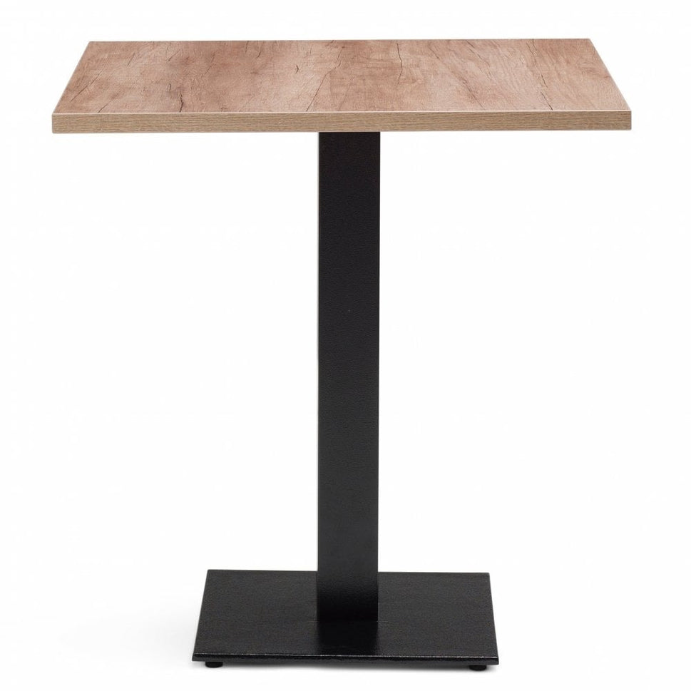 Bertone Metal Base Pedestal Square Table with Wood Top 600x600mm