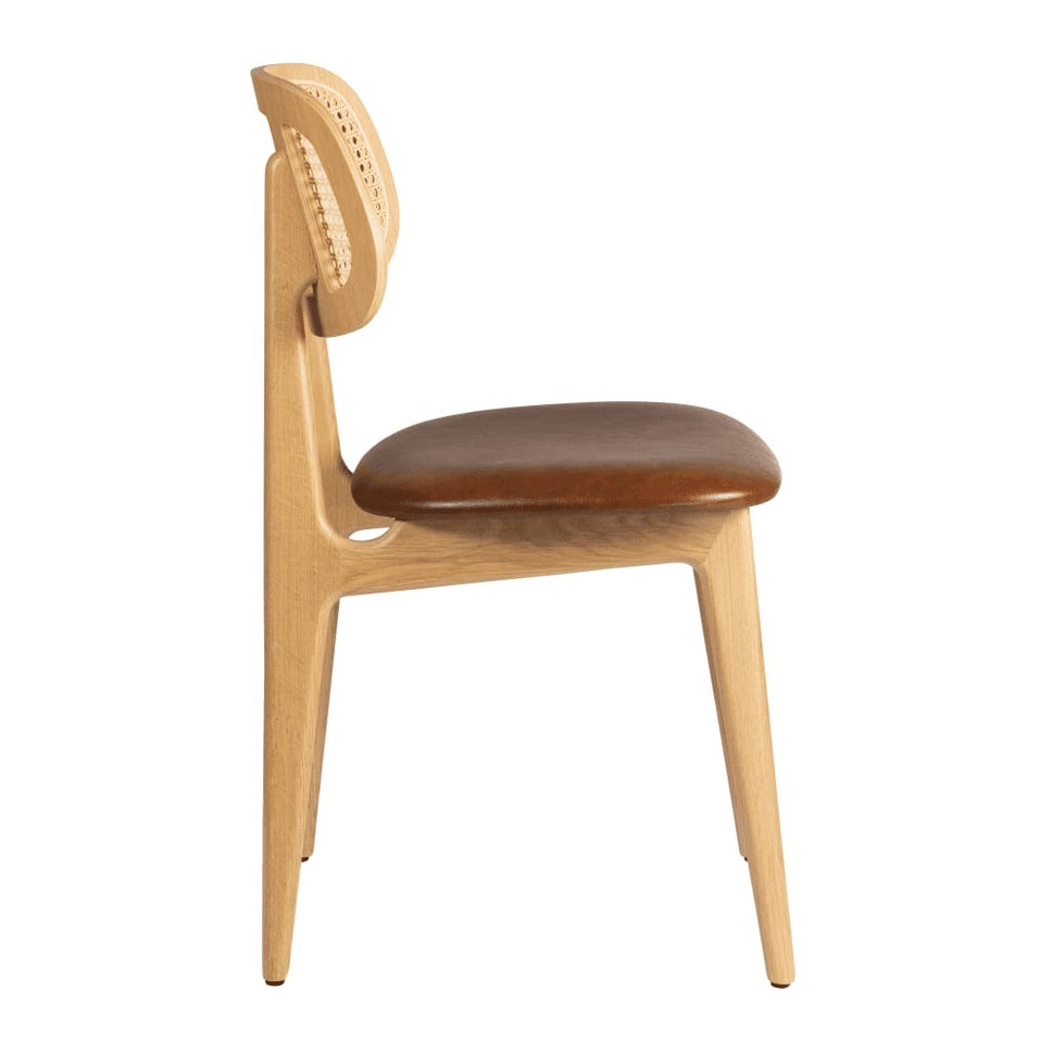 Relish Oak Rattan Upholstered Side Chair