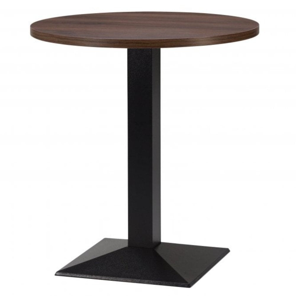 Amalfi Metal Base Pedestal Round Table with Wood Top 700mm