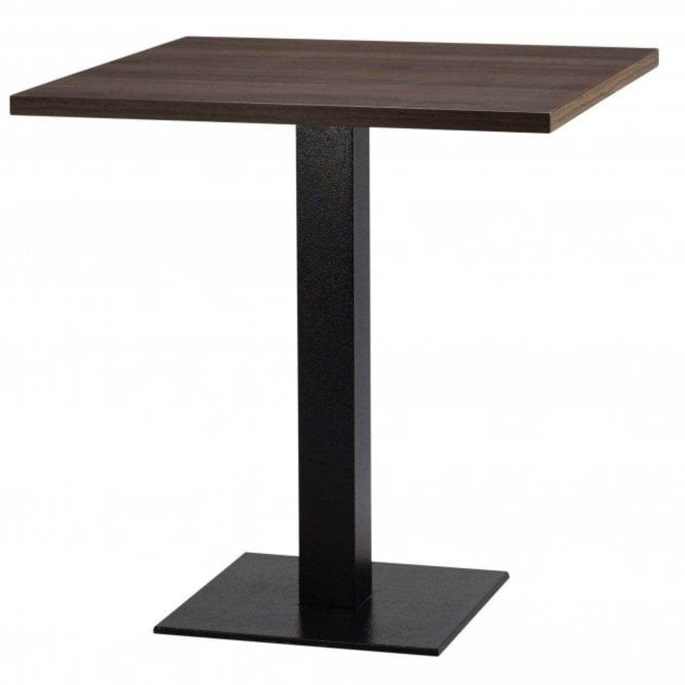 Amalfi Metal Base Pedestal Square Table with Wood Top 700x700mm
