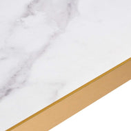 White Crystal Marble Gold Edge Laminate Restaurant Table Top - 25mm