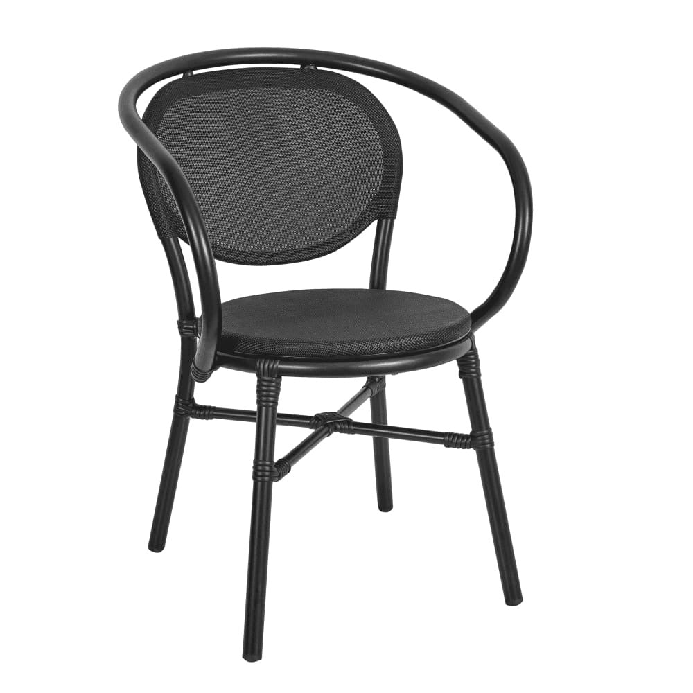 Lyon Black Outdoor Stacking Rattan Armchair