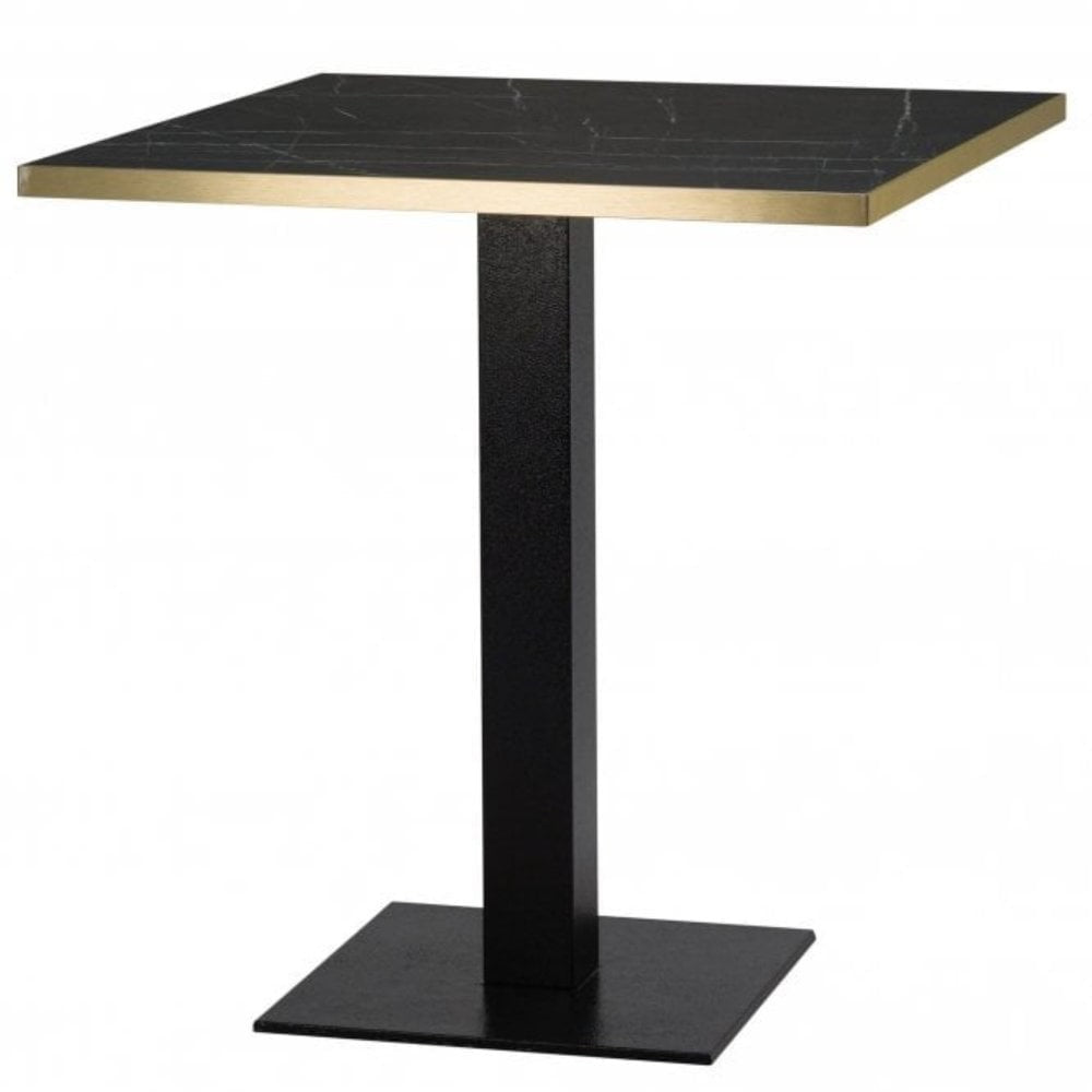 Figaro Metal Base Pedestal Square Table with Wood Top 800x800mm