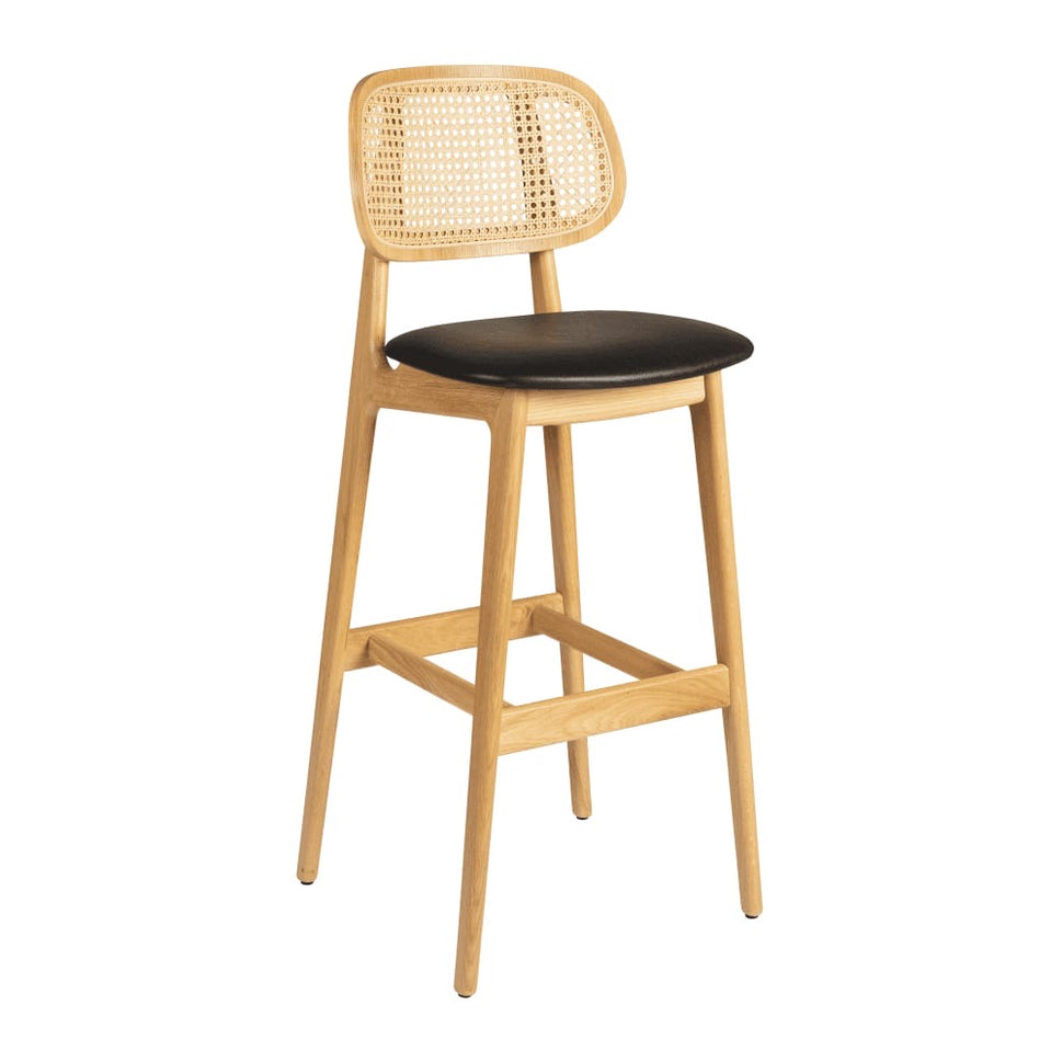 Relish Oak Rattan Upholstered Bar Stool