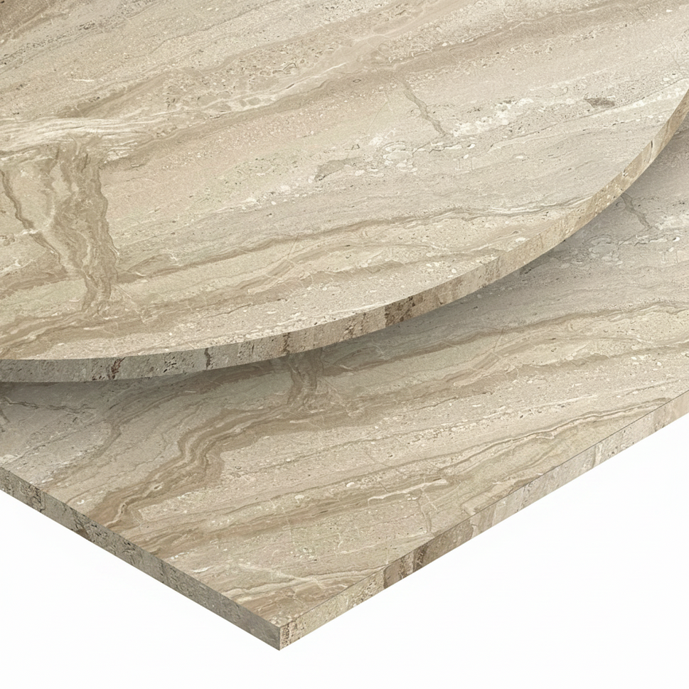 Beige Travertine Real Marble Restaurant Table Top - 20mm