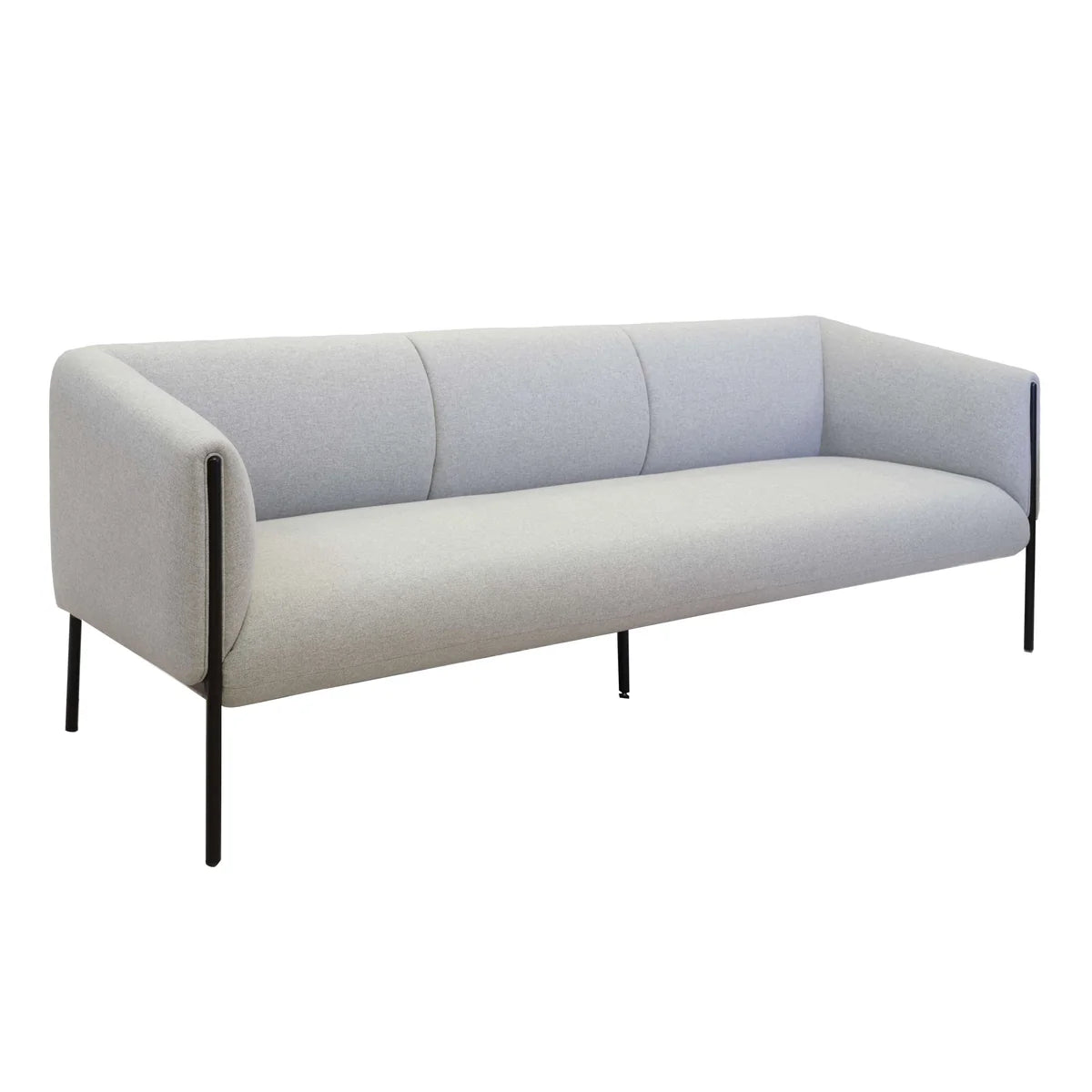 Curve Metal Upholstered Grey Fabric Sofa