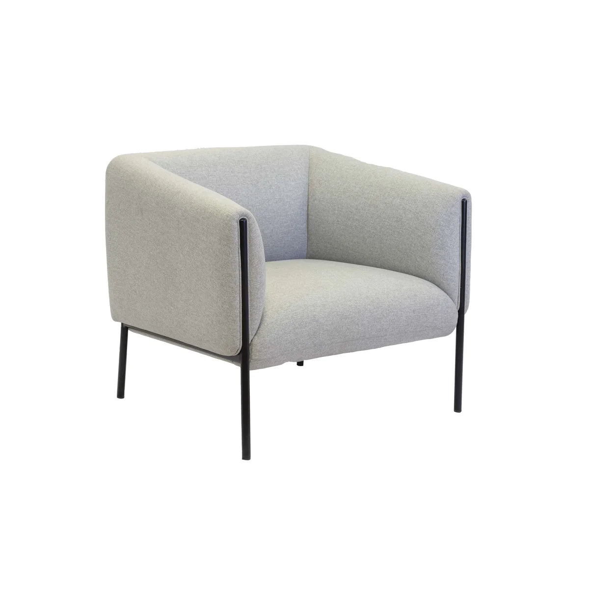 Curve Metal Upholstered Grey Fabric Sofa