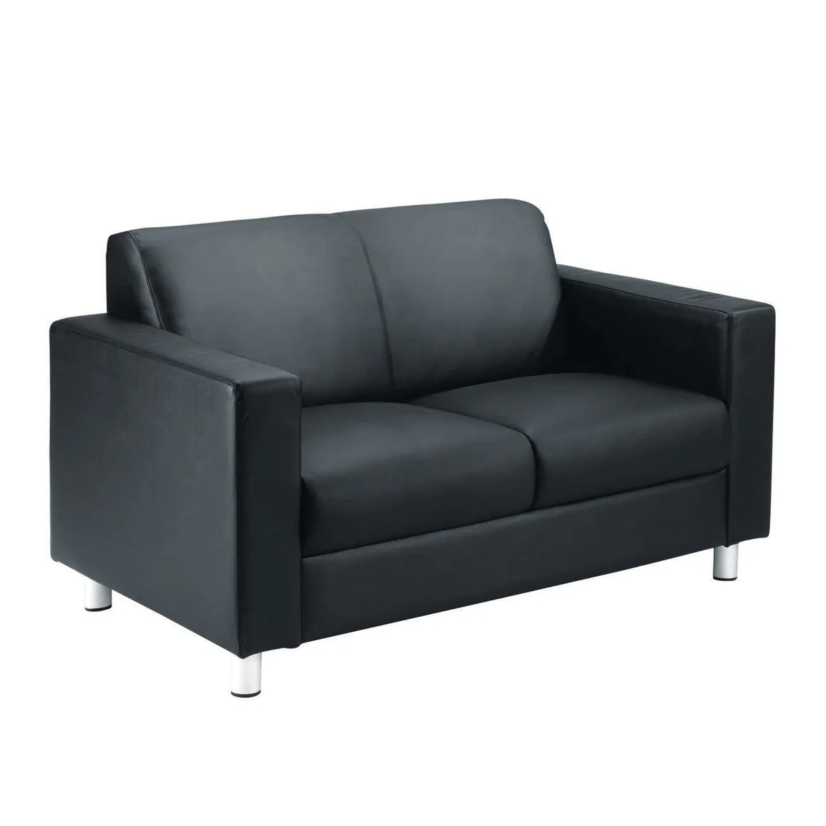 Iceberg Black Faux Leather Reception Sofa