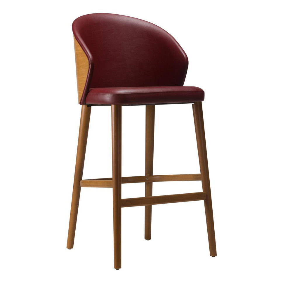 Serene Wooden Upholstered Bar Stool