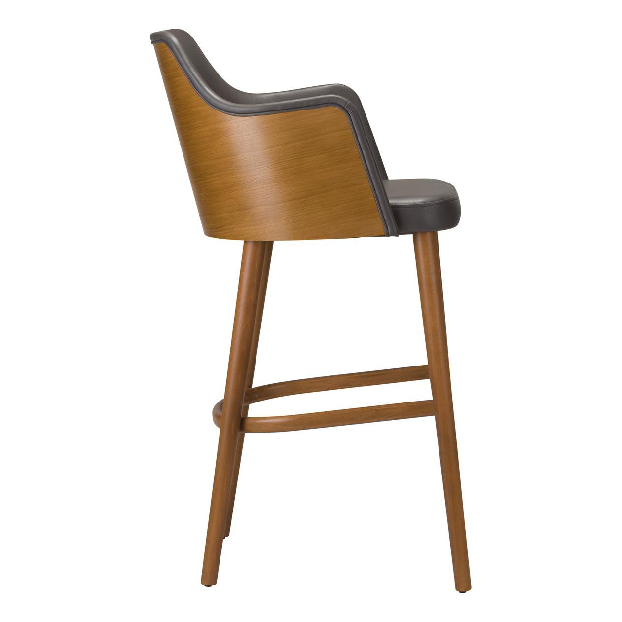 Wave Wooden Upholstered Bar Stool