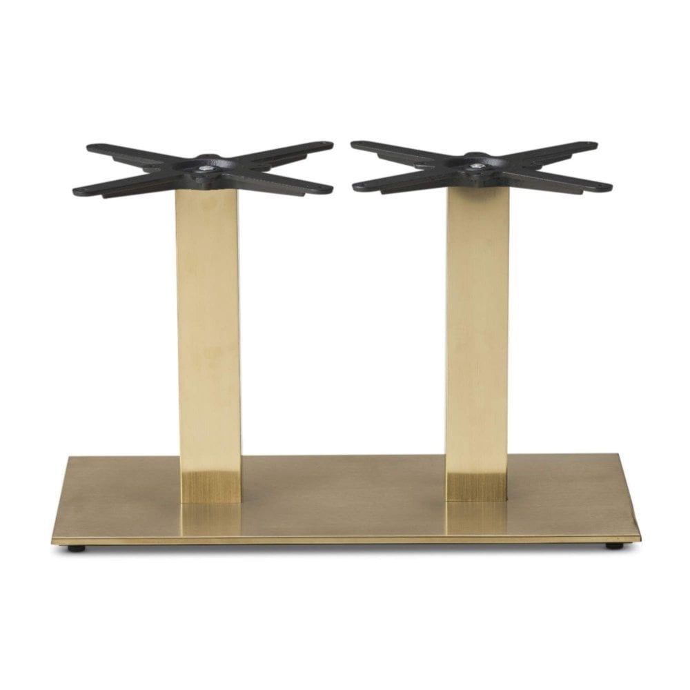 Cava Rectangular Champagne Gold Table Base - Twin Pedestal