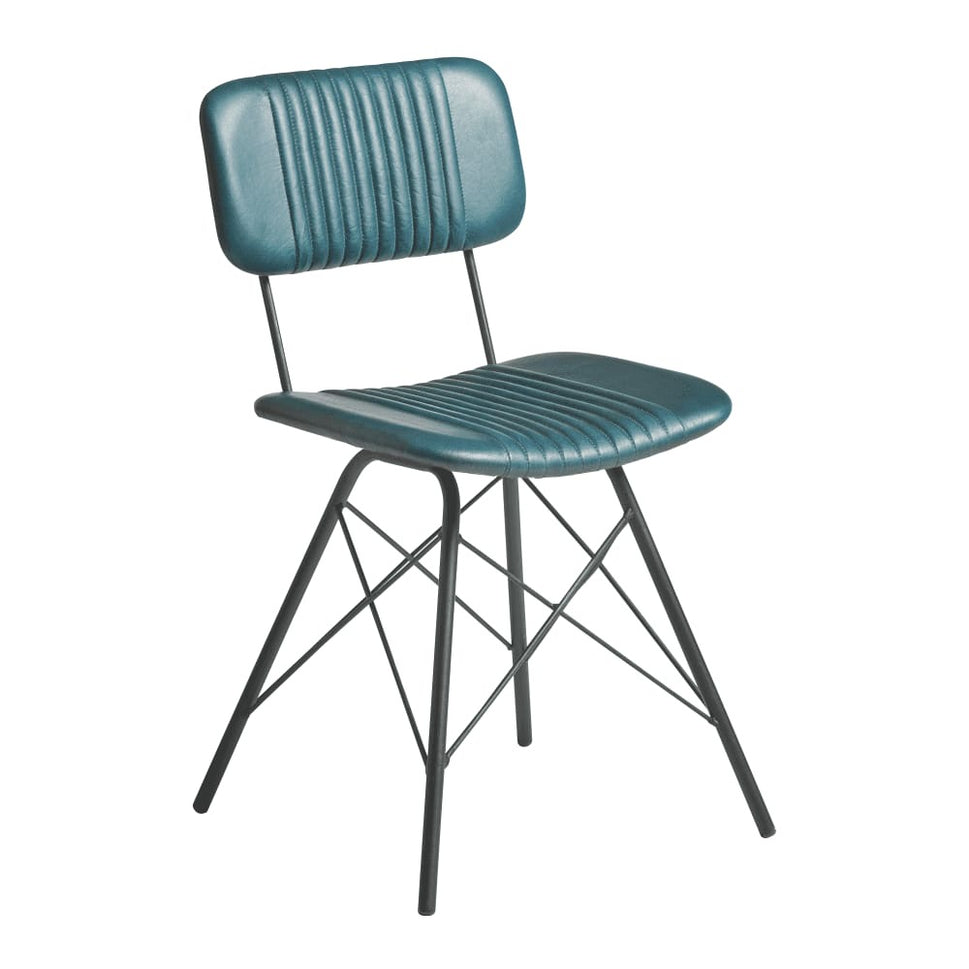 Duke Industrial Leather Side Chair