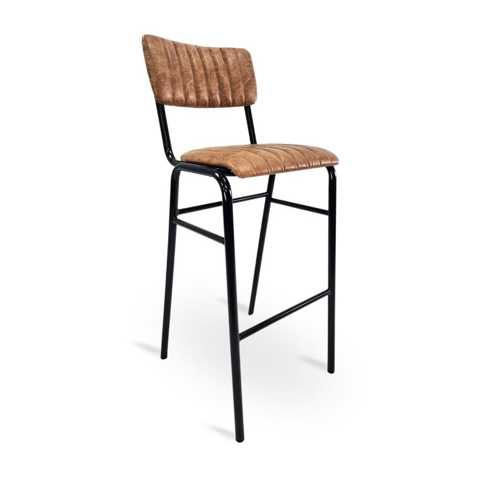Derby Industrial Bar Stool - Faux Leather