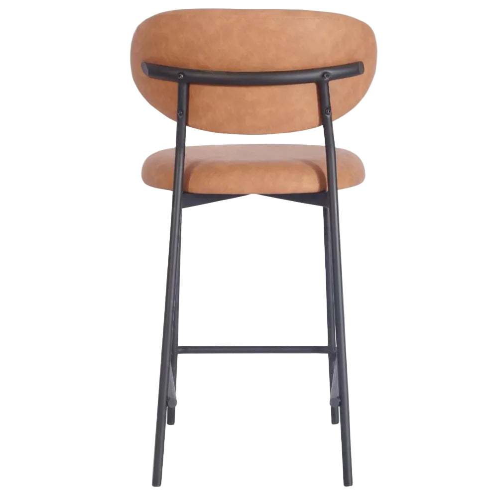 Joe Metal Stacking Tan Faux Leather Bar Stool