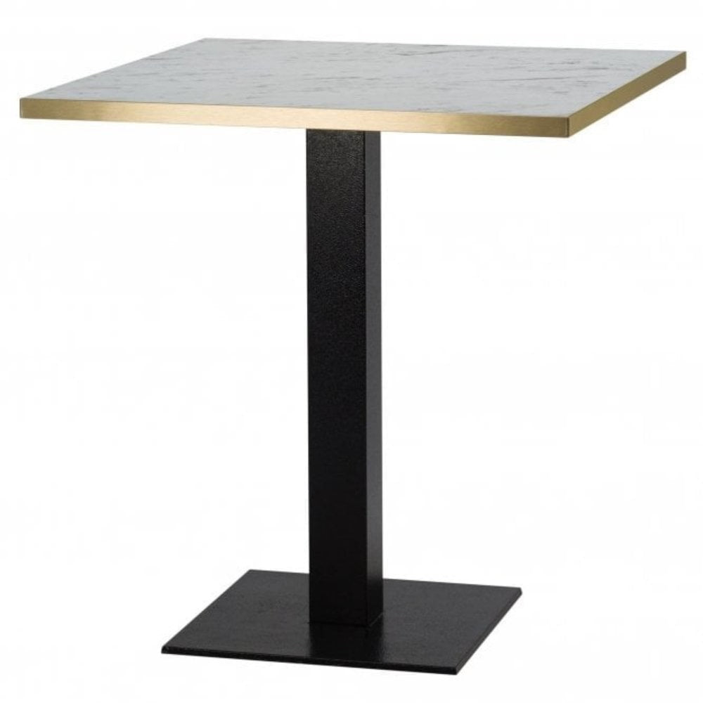 Amalfi Metal Base Pedestal Square Table with Wood Top 700x700mm