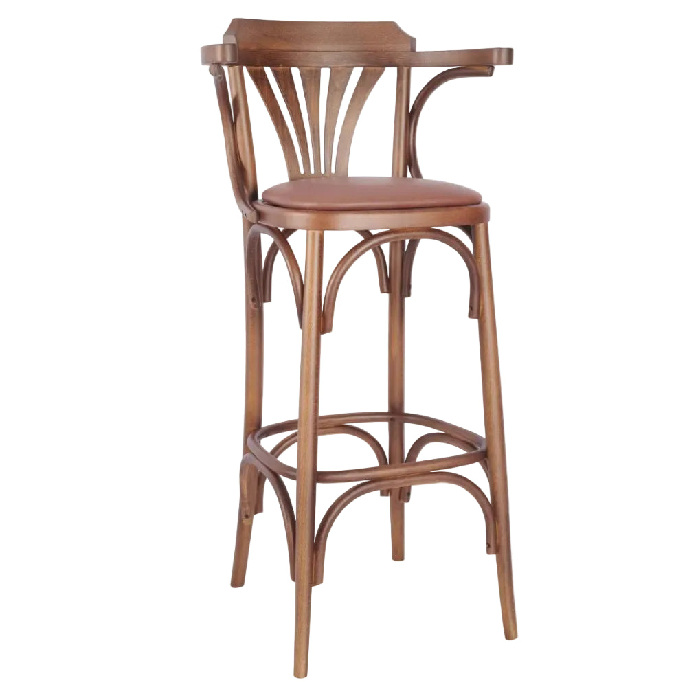 Elizabeth Bentwood Wooden Upholstered Bar Stool