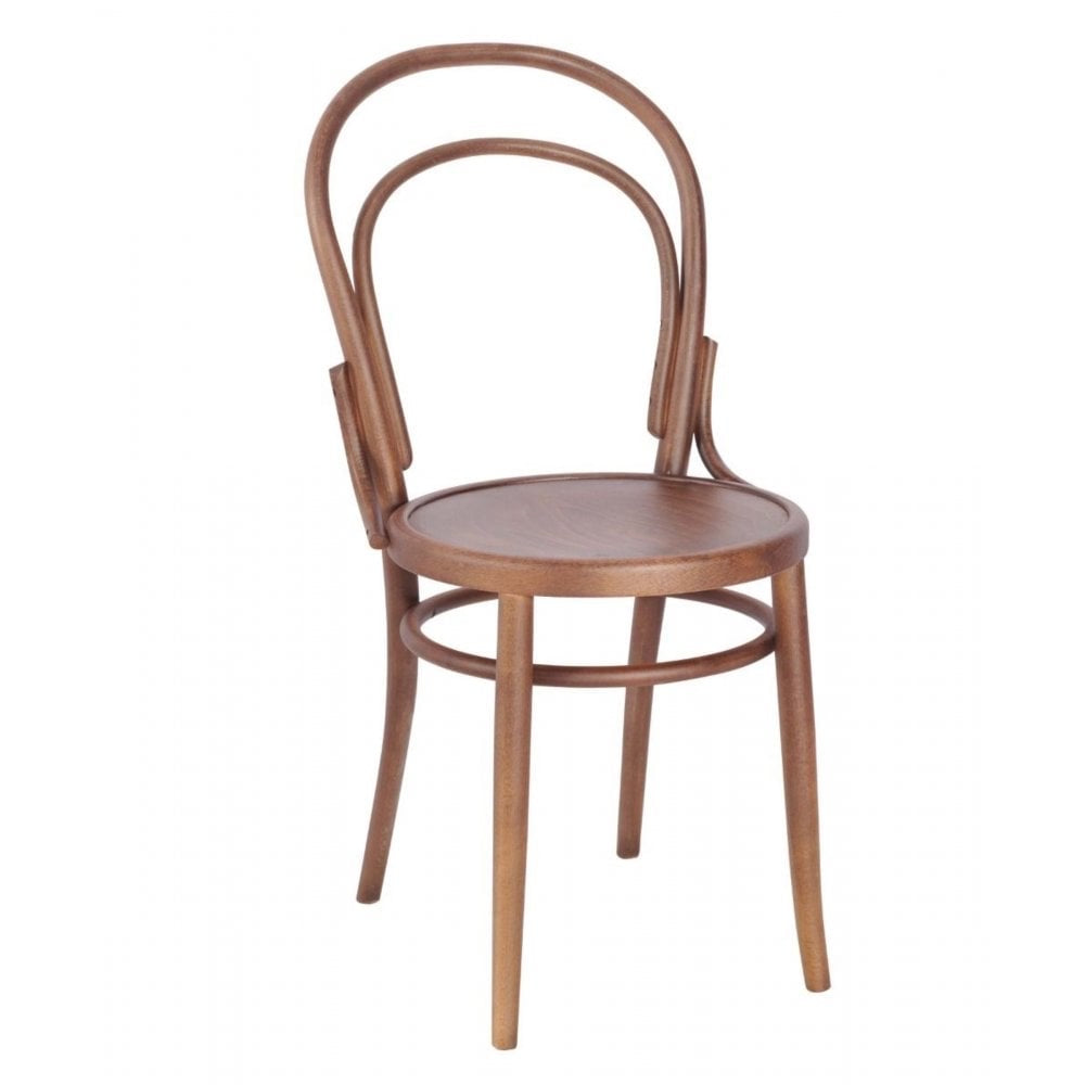 The Eleanor Bentwood Raw Chair Frame features a round seat, four legs, and a gracefully curved backrest with an elegant looping design—perfect as a stylish restaurant chair.