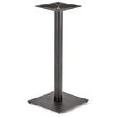 Switch The Profile Small Square Cast Iron Table Base features a black square flat top and bottom joined by a central cylindrical post, offering sturdy commercial support for tabletops in cafes or restaurants. 1 image