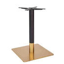 Switch The Zeus Square Brass Black Table Base - Large features a slim metal design with a square gold-colored base and black vertical column accented with gold, designed to support a tabletop. 1 image