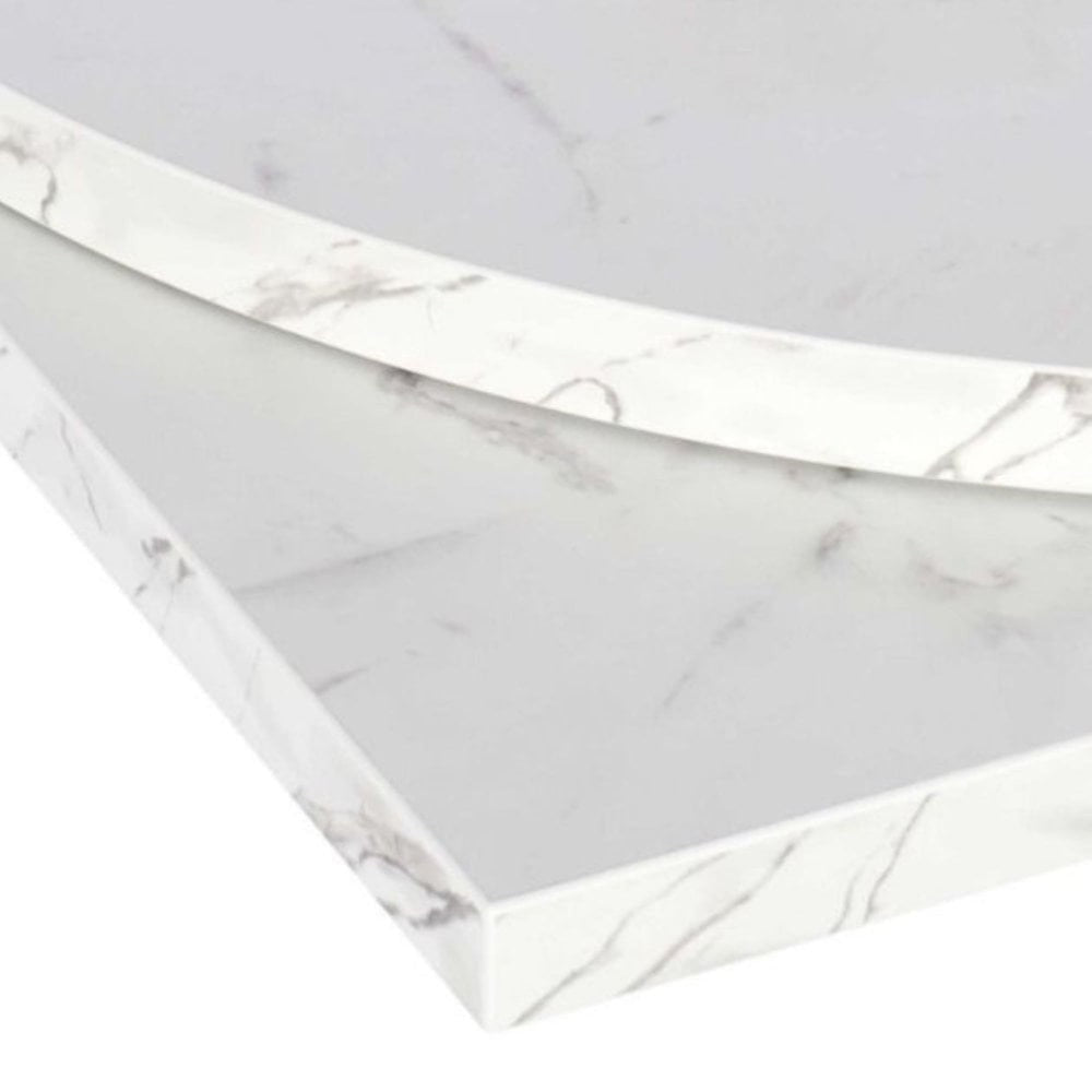 White Crystal Marble Restaurant Laminate Table Top - 25mm