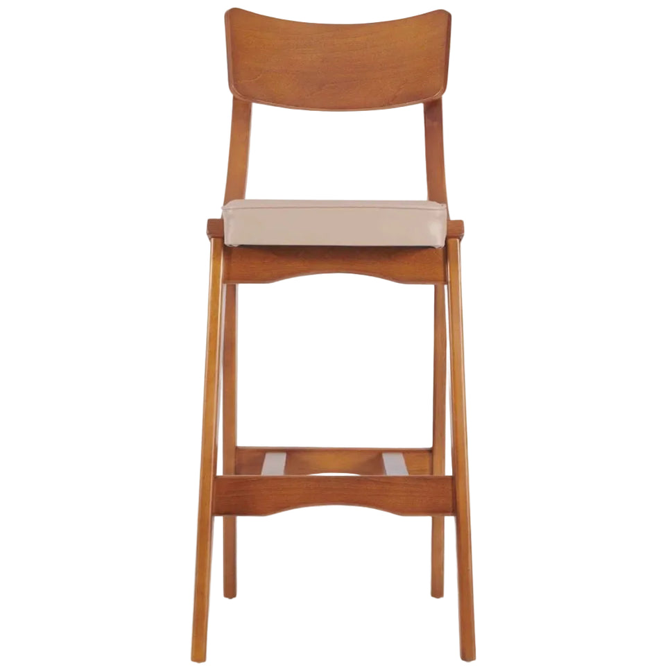 Wave Wooden Upholstered Bar Stool