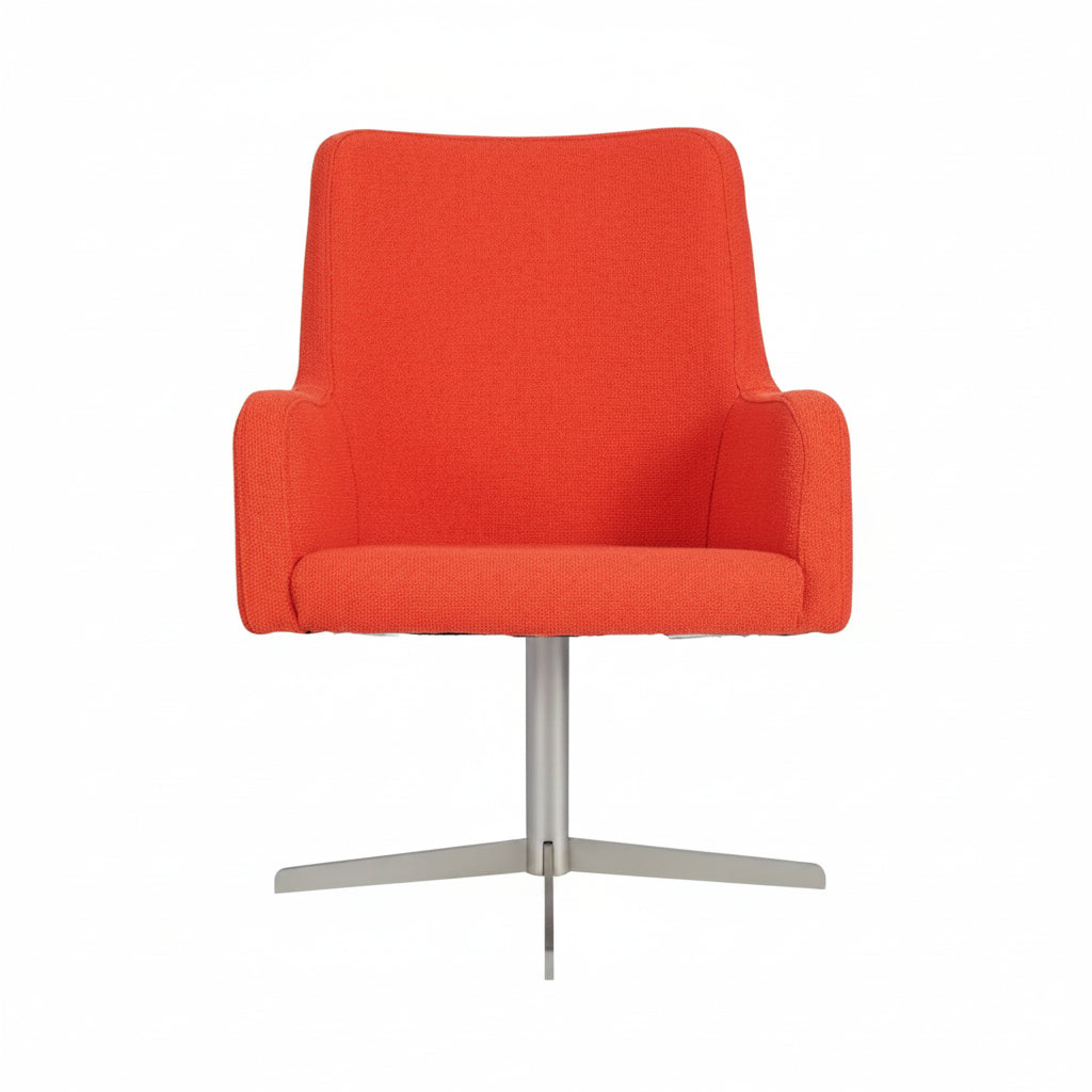 Huntington Highback Wooden Upholstered Swivel Armchair - Nickel