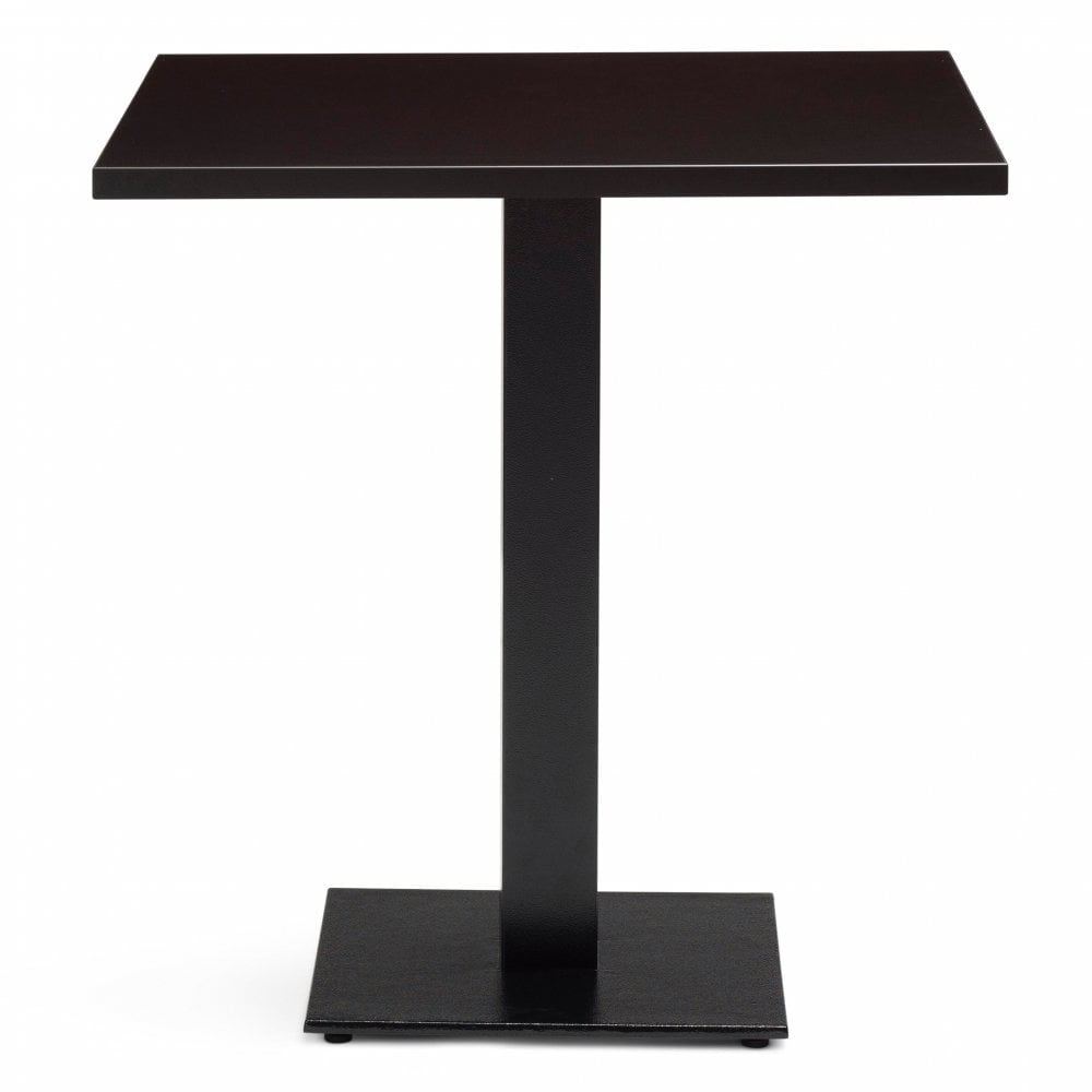 The Bertone Metal Base Pedestal Square Table features a 600x600mm wood top with a heat-resistant melamine finish and a sturdy central metal base—perfect for stylish, practical spaces against a white background.
