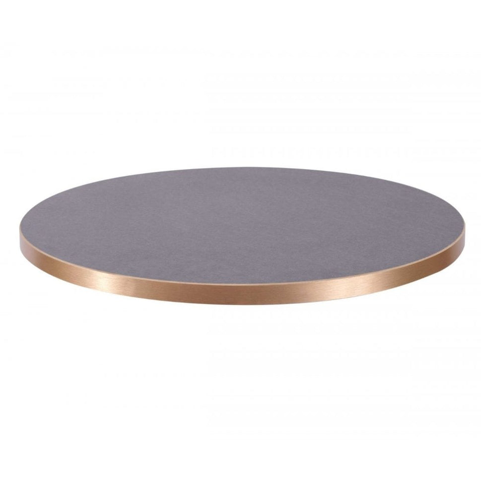 Cupria Slate Vintage Brass Edge Laminate Restaurant Table Top - 25mm