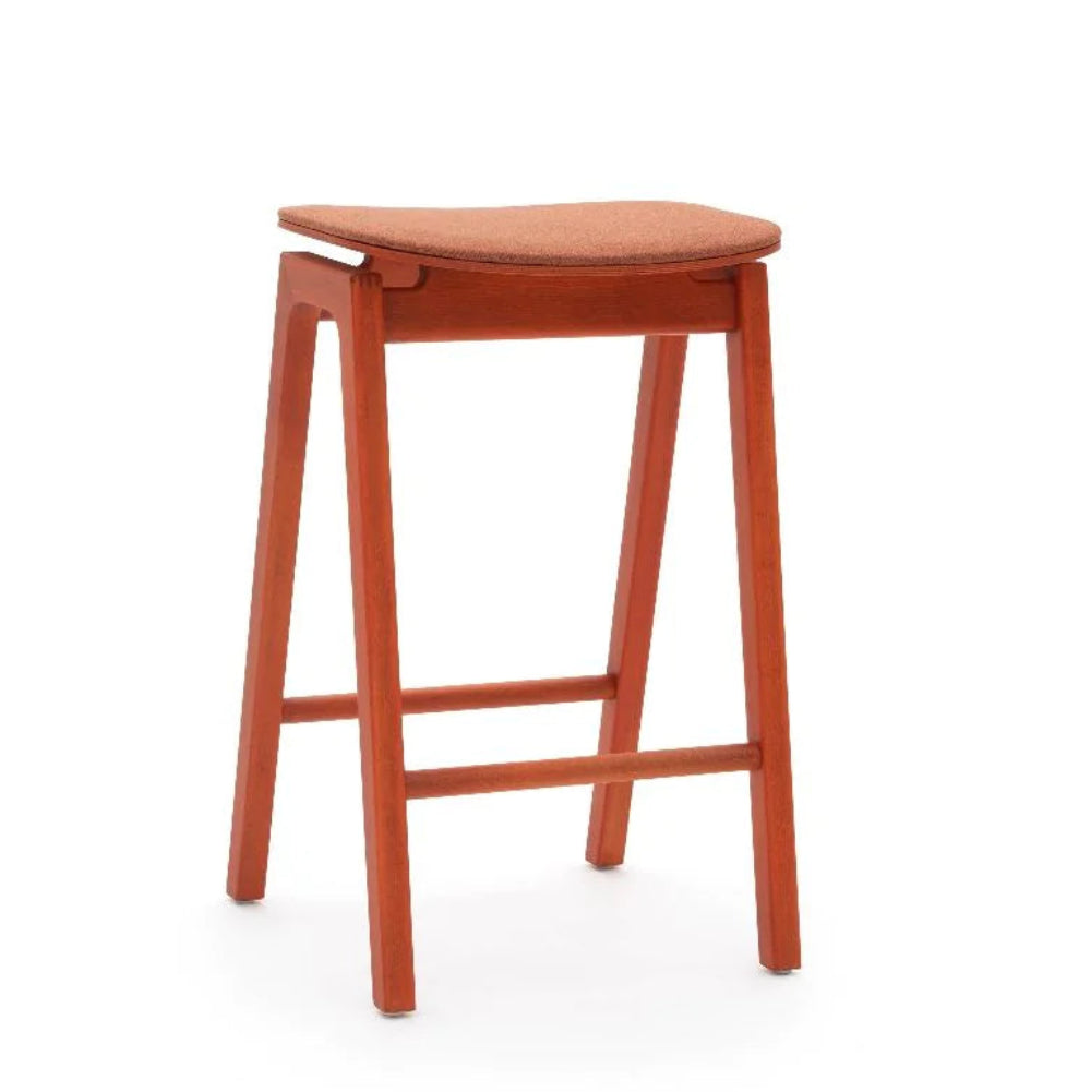 Ritz Wooden Upholstered Mid Height Bar Stool